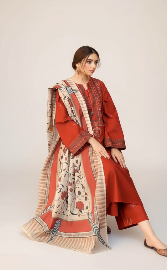 AYAT EMBROIDERED 3PC WITH DIGITAL DUPPATA