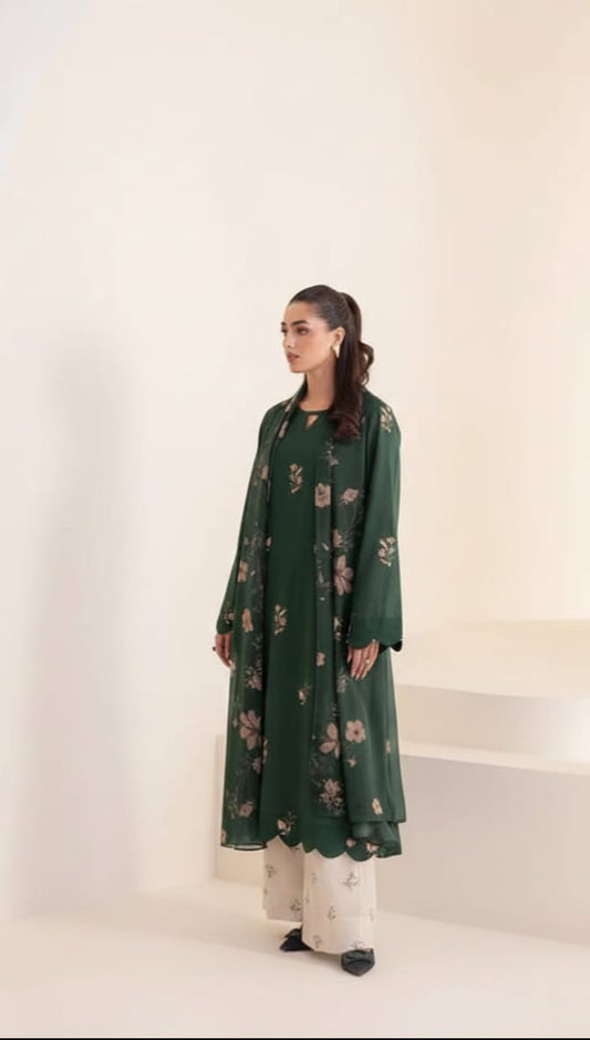 Green Embroidered 3PC
