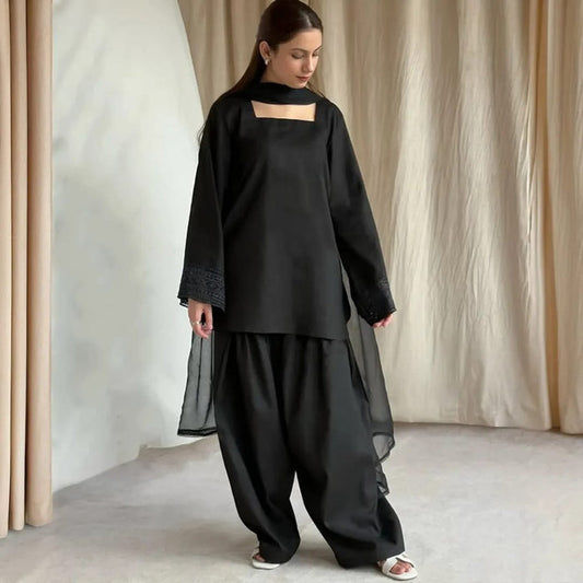Black Farshi Dress 3PC