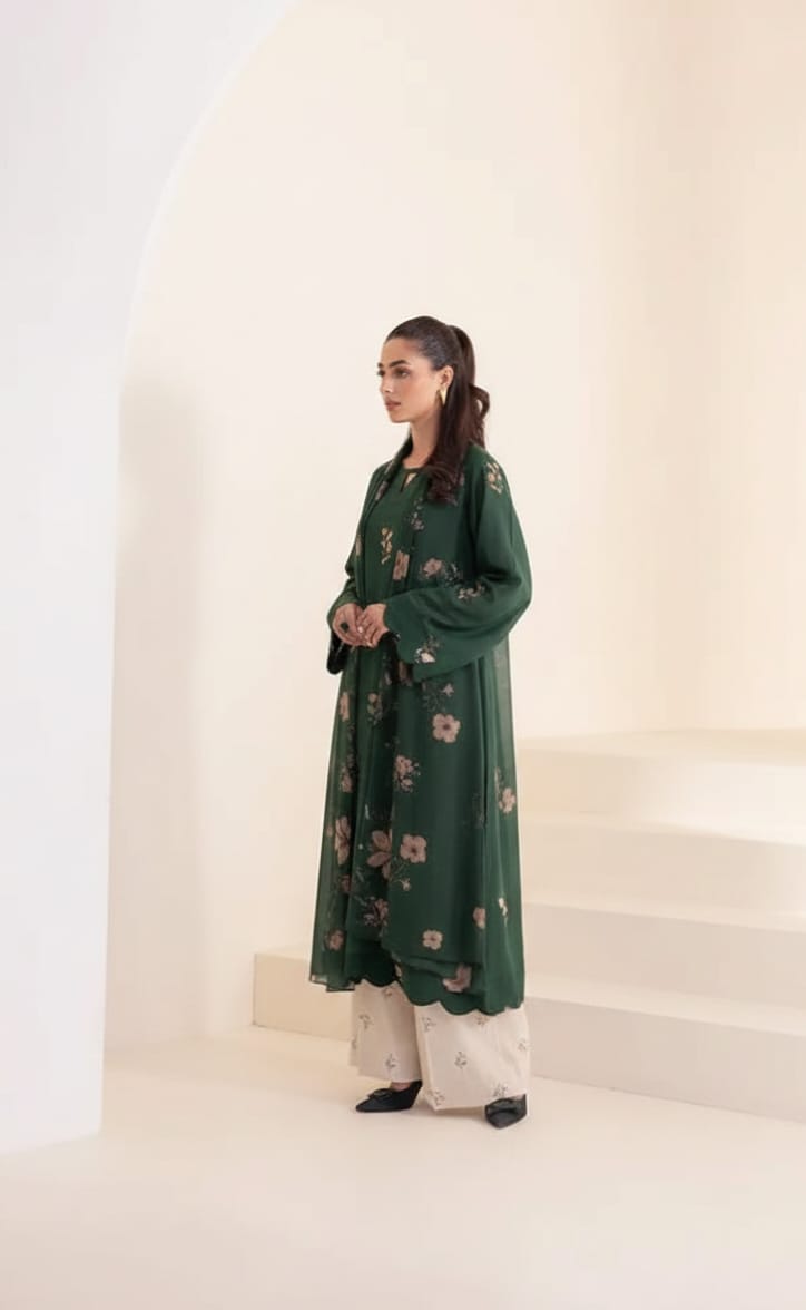 Green Embroidered 3PC